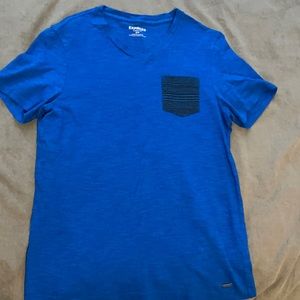 Blue express V-neck T-shirt